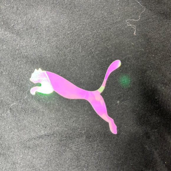 Puma Black t shirt girls large iridescent logo in corner - Picture 2 of 5